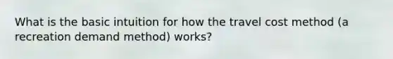 What is the basic intuition for how the travel cost method (a recreation demand method) works?