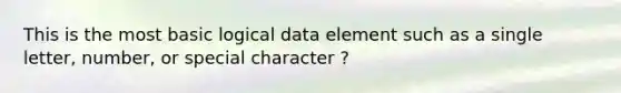 This is the most basic logical data element such as a single letter, number, or special character ?