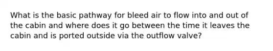 What is the basic pathway for bleed air to flow into and out of the cabin and where does it go between the time it leaves the cabin and is ported outside via the outflow valve?