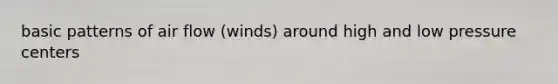 basic patterns of air flow (winds) around high and low pressure centers