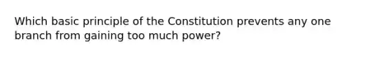 Which basic principle of the Constitution prevents any one branch from gaining too much power?