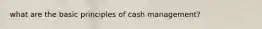 what are the basic principles of cash management?