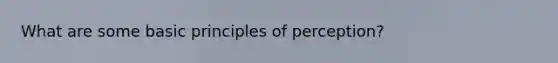 What are some basic principles of perception?