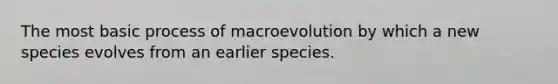 The most basic process of macroevolution by which a new species evolves from an earlier species.