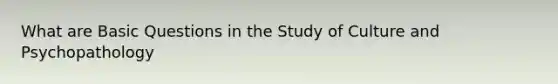 What are Basic Questions in the Study of Culture and Psychopathology