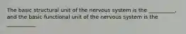 The basic structural unit of the nervous system is the __________, and the basic functional unit of the nervous system is the ___________