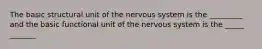 The basic structural unit of the nervous system is the _________ and the basic functional unit of the nervous system is the _____ _______