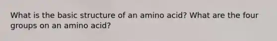 What is the basic structure of an amino acid? What are the four groups on an amino acid?