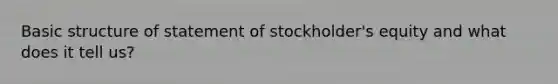 Basic structure of statement of stockholder's equity and what does it tell us?