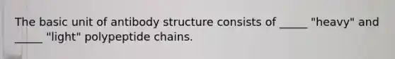 The basic unit of antibody structure consists of _____ "heavy" and _____ "light" polypeptide chains.