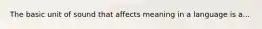 The basic unit of sound that affects meaning in a language is a...