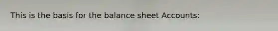 This is the basis for the balance sheet Accounts: