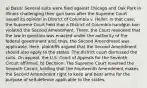 a) Basis: Several suits were filed against Chicago and Oak Park in Illinois challenging their gun bans after the Supreme Court issued its opinion in District of Columbia v. Heller. In that case, the Supreme Court held that a District of Columbia handgun ban violated the Second Amendment. There, the Court reasoned that the law in question was enacted under the authority of the federal government and, thus, the Second Amendment was applicable. Here, plaintiffs argued that the Second Amendment should also apply to the states. The district court dismissed the suits. On appeal, the U.S. Court of Appeals for the Seventh Circuit affirmed. b) Decision: The Supreme Court reversed the Seventh Circuit, holding that the Fourteenth Amendment makes the Second Amendment right to keep and bear arms for the purpose of self-defense applicable to the states.