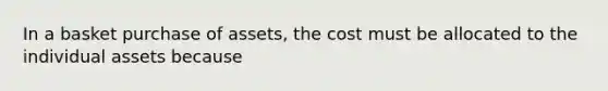 In a basket purchase of assets, the cost must be allocated to the individual assets because