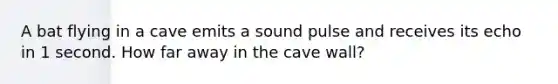 A bat flying in a cave emits a sound pulse and receives its echo in 1 second. How far away in the cave wall?