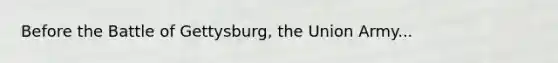 Before the Battle of Gettysburg, the Union Army...