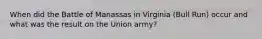 When did the Battle of Manassas in Virginia (Bull Run) occur and what was the result on the Union army?