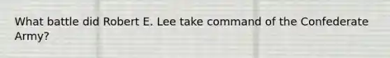 What battle did Robert E. Lee take command of the Confederate Army?