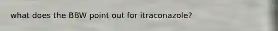 what does the BBW point out for itraconazole?