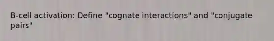 B-cell activation: Define "cognate interactions" and "conjugate pairs"