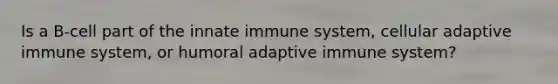 Is a B-cell part of the innate immune system, cellular adaptive immune system, or humoral adaptive immune system?