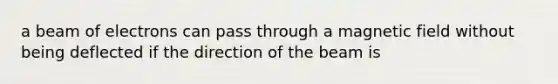 a beam of electrons can pass through a magnetic field without being deflected if the direction of the beam is