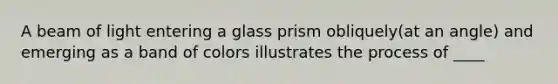 A beam of light entering a glass prism obliquely(at an angle) and emerging as a band of colors illustrates the process of ____