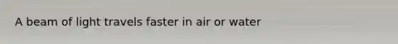 A beam of light travels faster in air or water