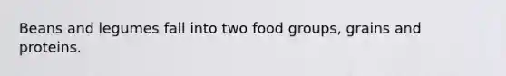 Beans and legumes fall into two food groups, grains and proteins.