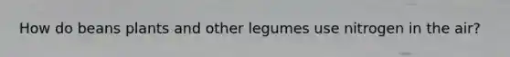 How do beans plants and other legumes use nitrogen in the air?