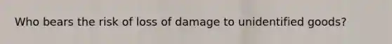 Who bears the risk of loss of damage to unidentified goods?