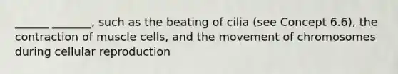 ______ _______, such as the beating of cilia (see Concept 6.6), the contraction of muscle cells, and the movement of chromosomes during cellular reproduction