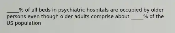 _____% of all beds in psychiatric hospitals are occupied by older persons even though older adults comprise about _____% of the US population