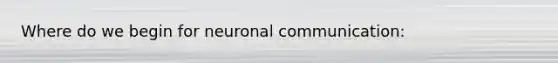 Where do we begin for neuronal communication: