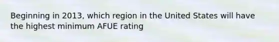 Beginning in 2013, which region in the United States will have the highest minimum AFUE rating