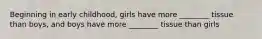 Beginning in early childhood, girls have more ________ tissue than boys, and boys have more ________ tissue than girls