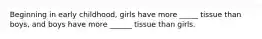 Beginning in early childhood, girls have more _____ tissue than boys, and boys have more ______ tissue than girls.