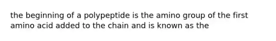 the beginning of a polypeptide is the amino group of the first amino acid added to the chain and is known as the