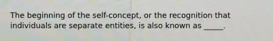 The beginning of the self-concept, or the recognition that individuals are separate entities, is also known as _____.