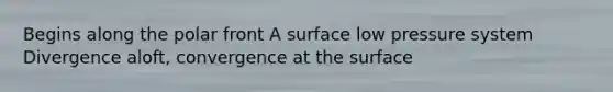 Begins along the polar front A surface low pressure system Divergence aloft, convergence at the surface