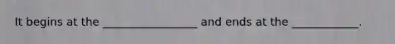 It begins at the _________________ and ends at the ____________.