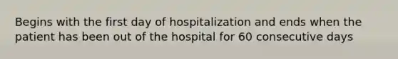 Begins with the first day of hospitalization and ends when the patient has been out of the hospital for 60 consecutive days