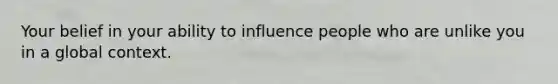 Your belief in your ability to influence people who are unlike you in a global context.