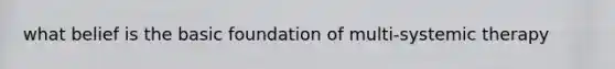 what belief is the basic foundation of multi-systemic therapy