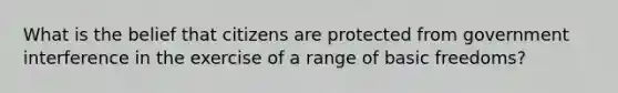 What is the belief that citizens are protected from government interference in the exercise of a range of basic freedoms?