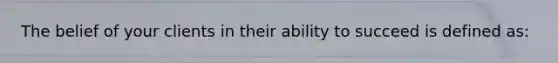 The belief of your clients in their ability to succeed is defined as: