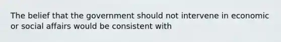 The belief that the government should not intervene in economic or social affairs would be consistent with