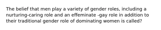 The belief that men play a variety of gender roles, including a nurturing-caring role and an effeminate -gay role in addition to their traditional gender role of dominating women is called?