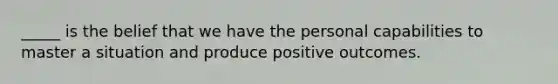 _____ is the belief that we have the personal capabilities to master a situation and produce positive outcomes.