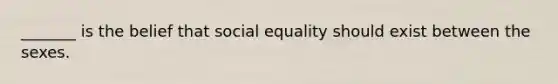 _______ is the belief that social equality should exist between the sexes.